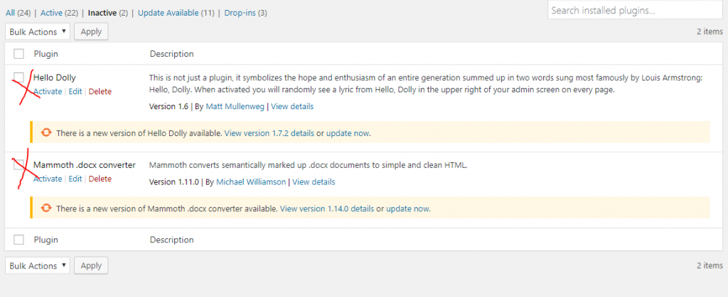 Delete All Unused/Old Plugins-Tips to Secure your WordPress Website from Hackers