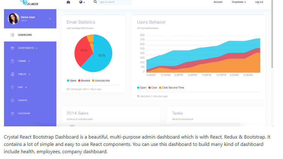 Crystal React Dashboard-Free React Templates