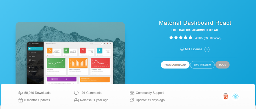 Material React Dashboard-Free React Templates
