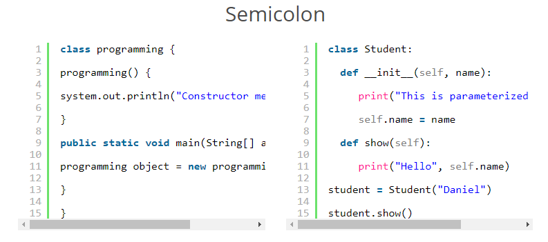 syntex java vs python