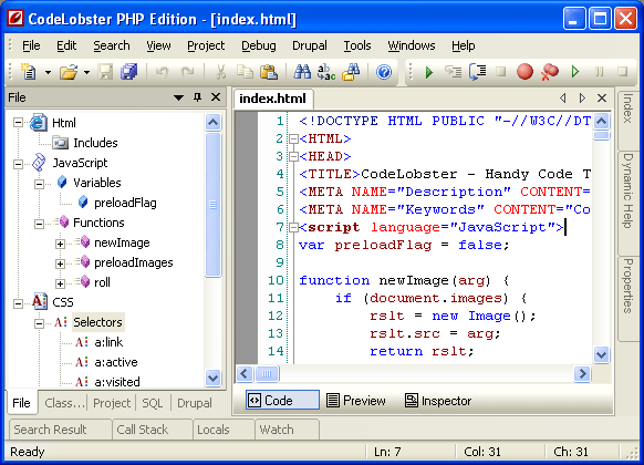 Free PHP, HTML, CSS, JavaScript editor (IDE) – Codelobster PHP Edition Codelobster PHP Edition