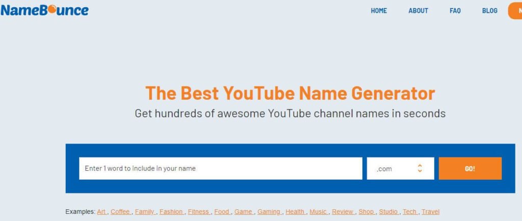 namebounce- Generate YouTube Channel Name
