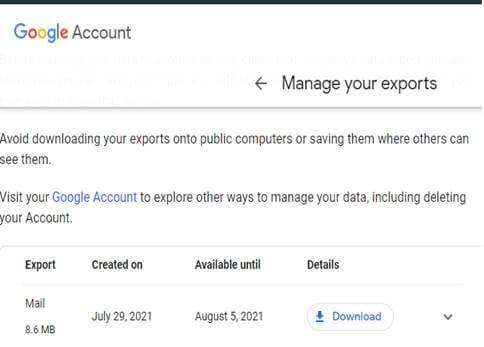 export completion confirmation